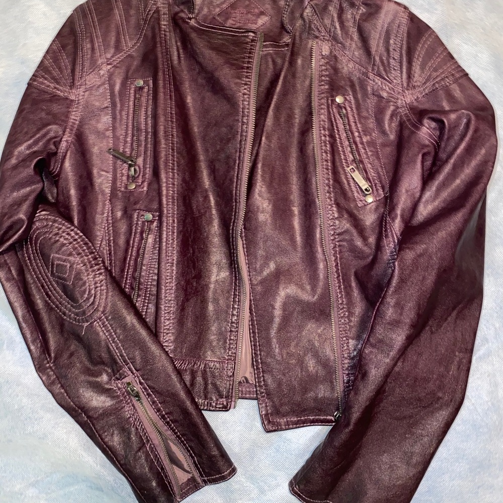 Purple Faux Leather Jacket